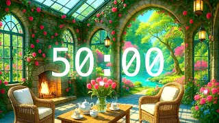 50-Minute Timer | Whimsical Garden Conservatory Countdown with Classroom Music | Spring Timer
