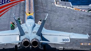 空母ルーズベルトがオンステージに向けて展開準備：F/A-18戦闘機の発艦&着艦