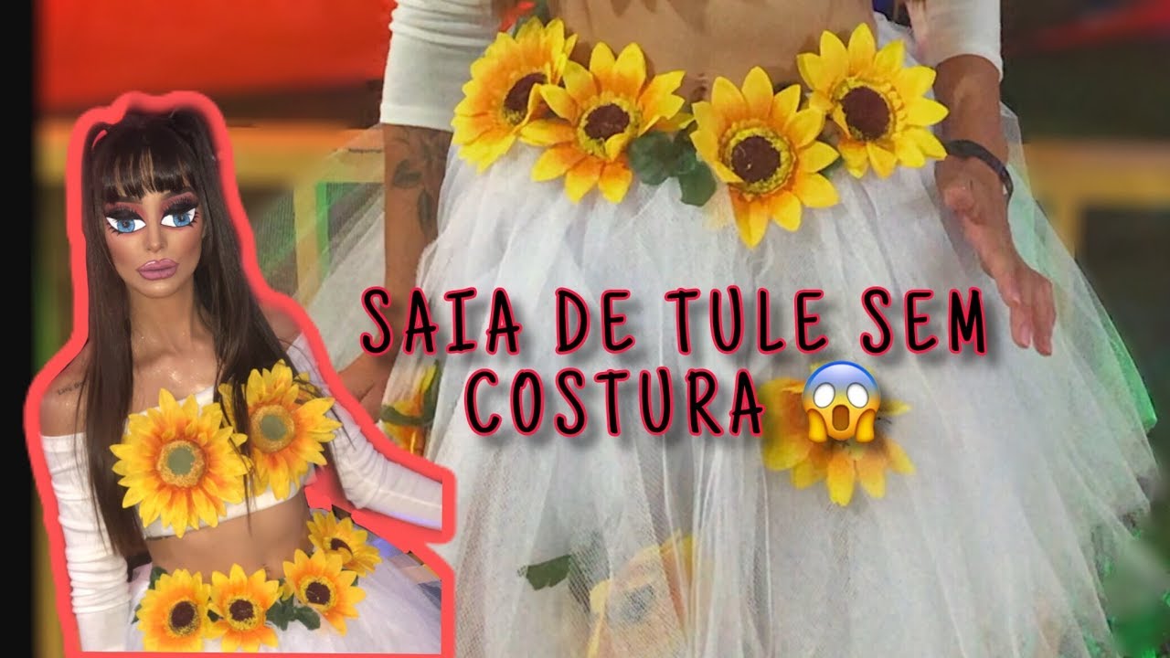 saia de tule de girassol