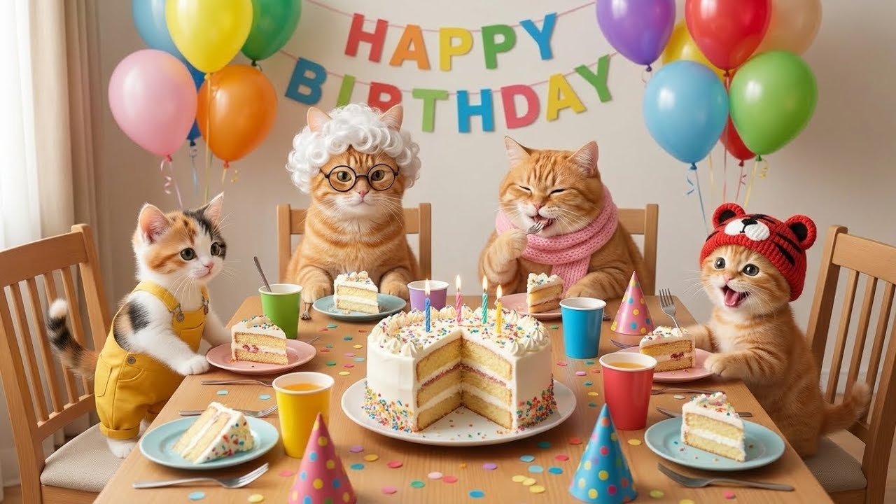 Cat Family Surprises Grandma with Homemade Birthday Cake | Heartwarming Story
