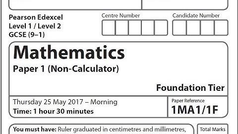 GCSE Maths May 2017 Foundation Paper 1 (Non-calc) Pearson Edexcel