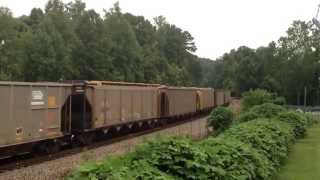 A single locomotive on CSX delivers a empty coal train north at Marion NC