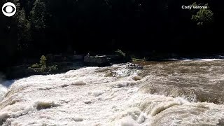 WEB EXTRA Rafters go over waterfall