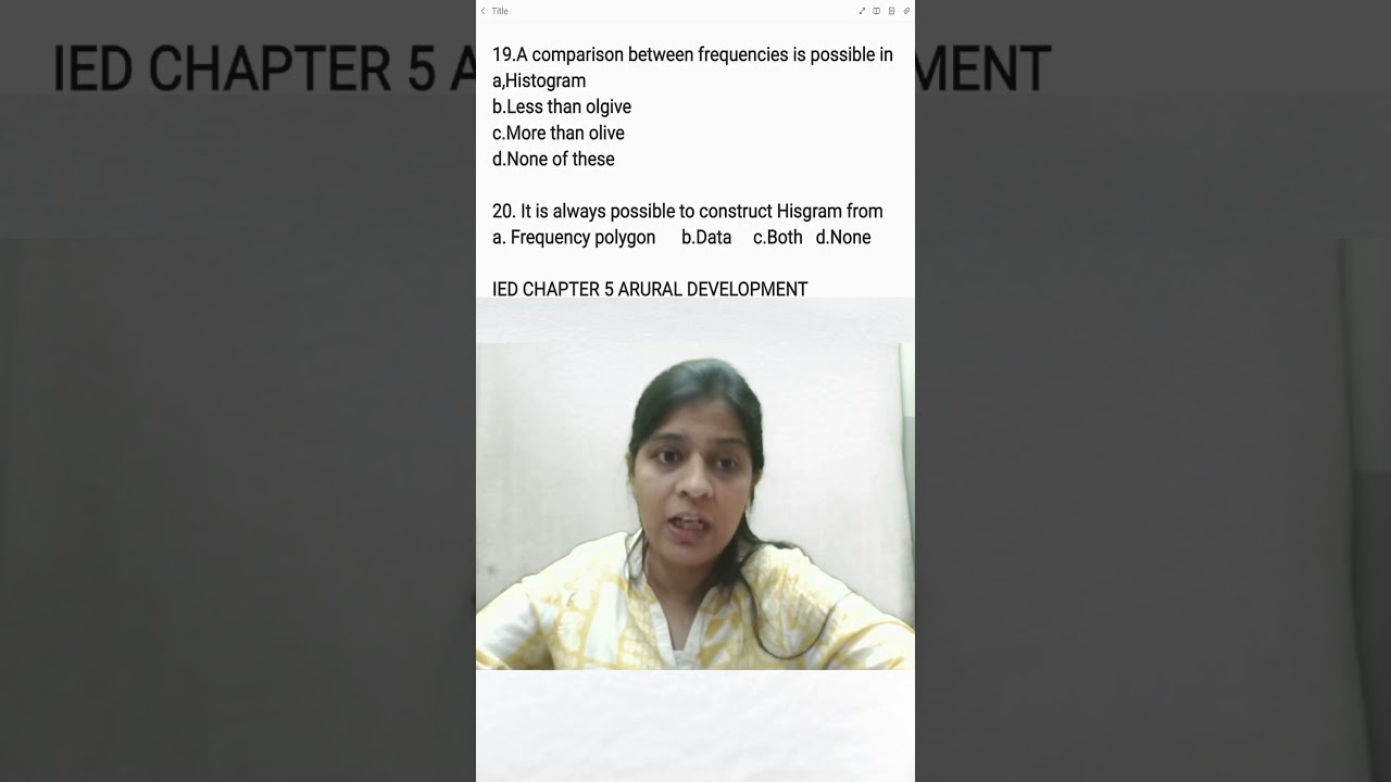 MCQ Class 11 Statistics Chapter 5 to 8 Presentation of Data