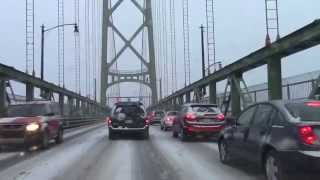 Crossing the Snowy Macdonald Bridge, Halifax, Nova Scotia