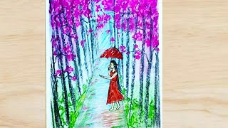 drawing soft season rainy pastel easy umbrella