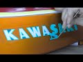 How to paint perfectly thin outline letters, with Fastest motorcycle SS750 in the world.