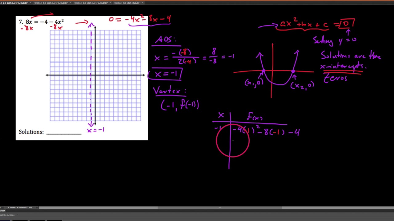 Alg 2, 3.1, Solving quadratics by graphing - YouTube