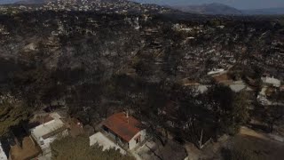 Aerial footage shows aftermath of Greek wildfire