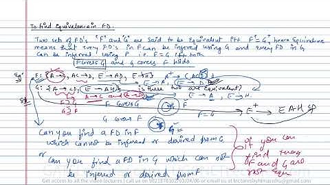 Database Management System 23 Equivalence in functional dependencies FD