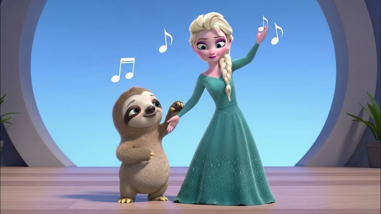 Песня про медленный танец Эльзы и детеныша ленивца | Спокойная детская песенка про животных