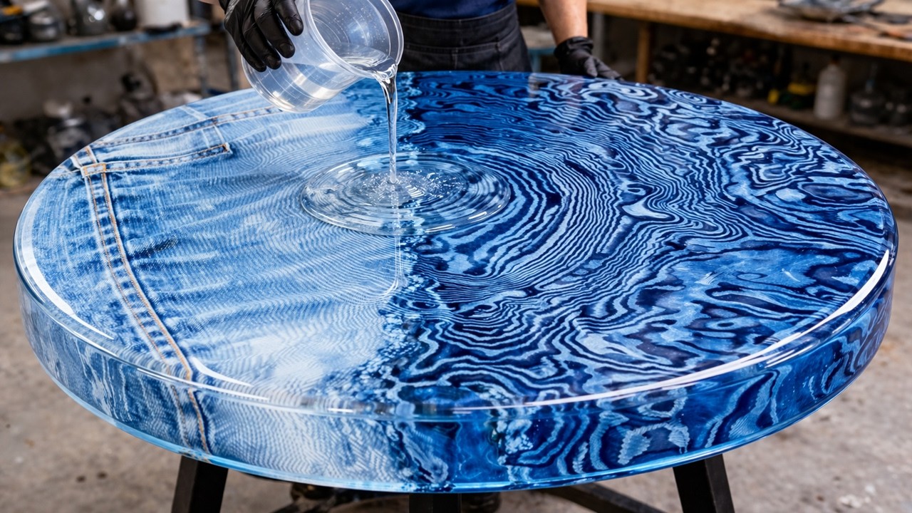 A Masterpiece 1000 Feet of Denim and 20 Gallons of Epoxy - YouTube