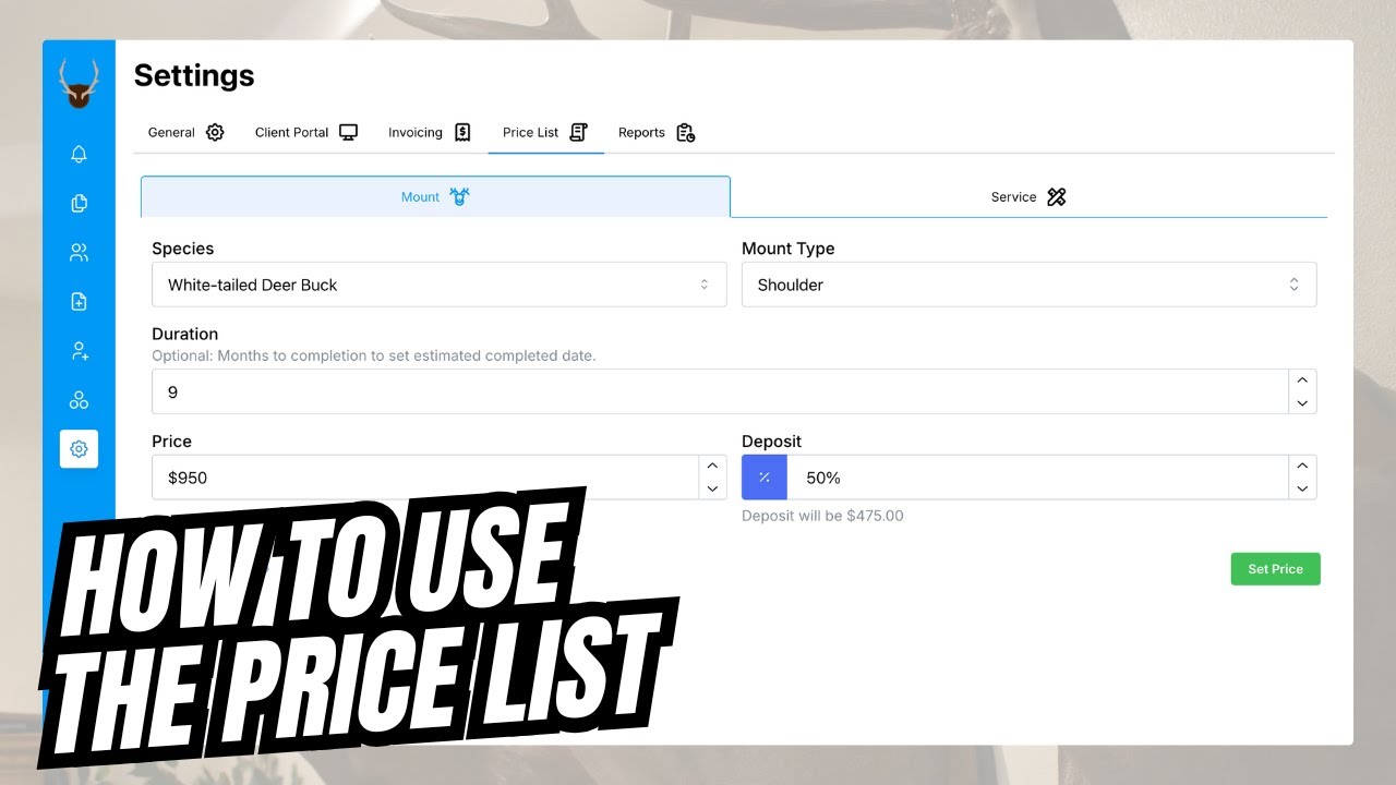 How to Use the Price List | MountMonitor Taxidermy Business Software
