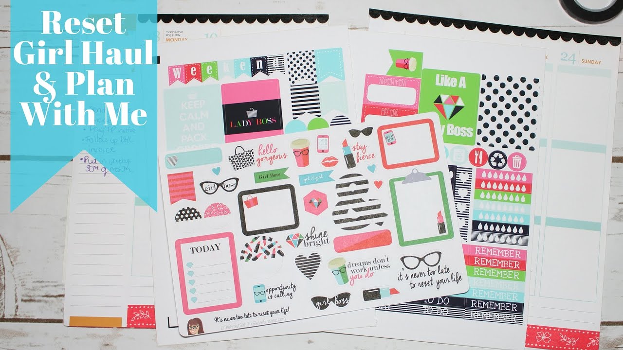 Reset Girl Sticker Haul &amp; Boss Lady inspired Plan With Me - YouTube