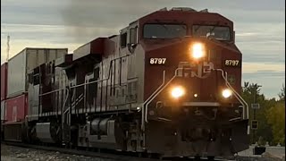 CP stack train with ES44AC rumbling unit leading at Ogden on the Brooks Subdivision.