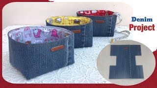 sewing diy a small boxes for beginers ,small box patterns , how to sew a denim small boxes tutorial. screenshot 3