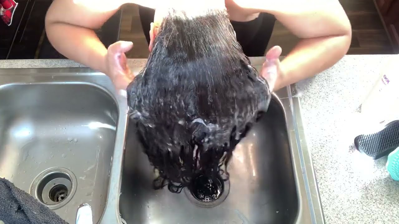 Washing my Hair (Round 7) 4X Shampoo over Kitchen Sink Sudsy Shampoo