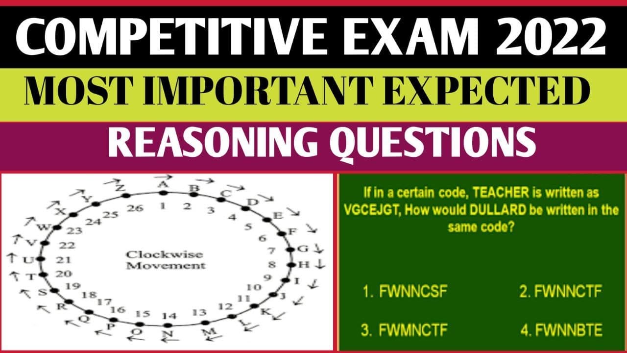 Most Important Reasoning Questions | Quiz For Competitive Exam | 