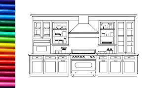 Kitchen Drawing , Coloring And Painting For Kids And Toddlers How To Draw And Color Kitchen