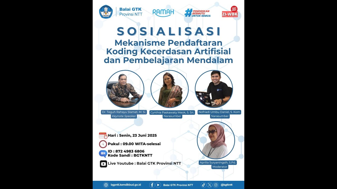 Webinar: Sosialisasi Mekanisme Pendaftaran Koding Kecerdasan Artifisial dan Pembelajaran Mendalam!