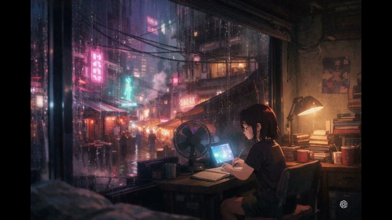 Deep Focus Study Music Cyberpunk Apartment Rain