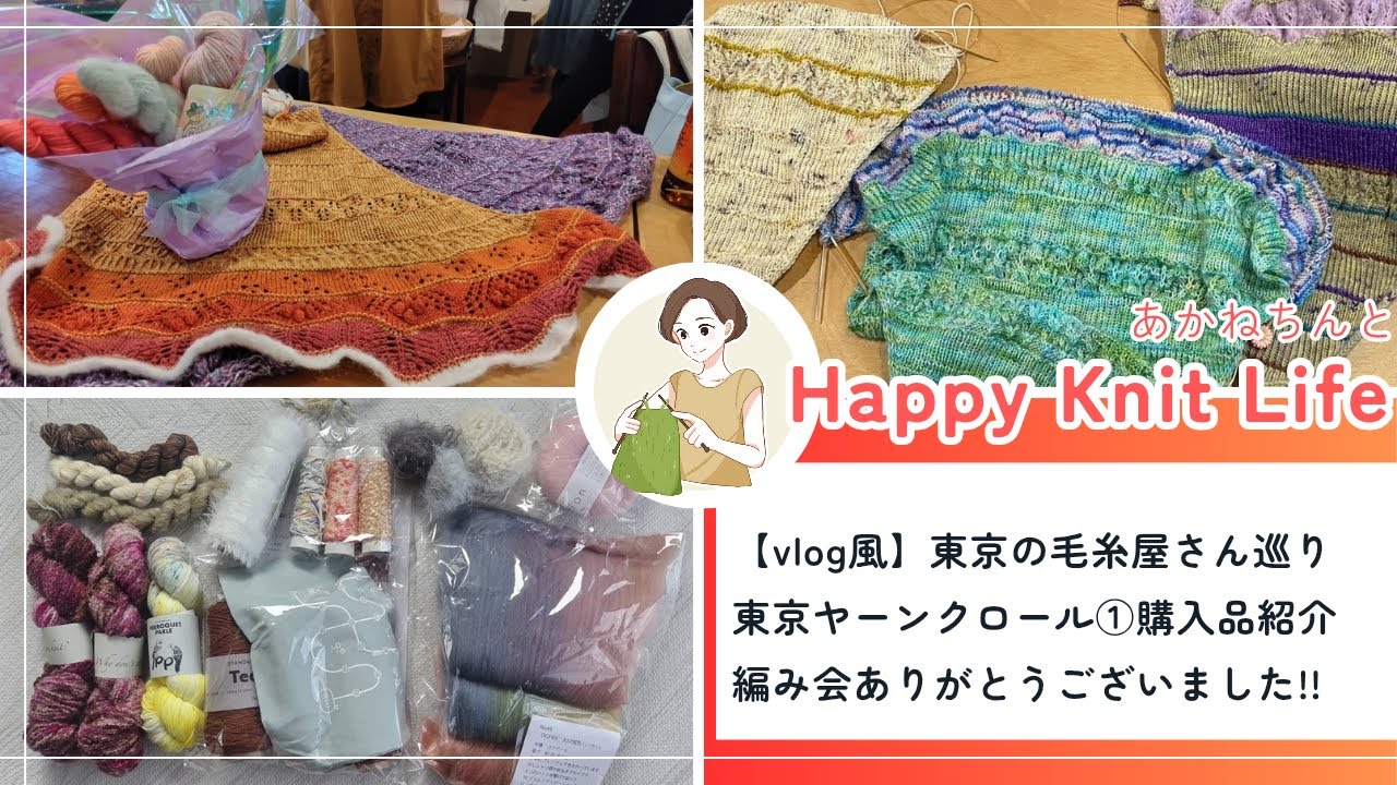 【vlog風】東京の毛糸屋さん巡り/東京ヤーンクロール①【音声あり】| 後半は購入品紹介と編み会の話
