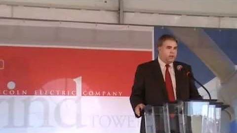 Lincoln Electric president at Wind Turbine Launch