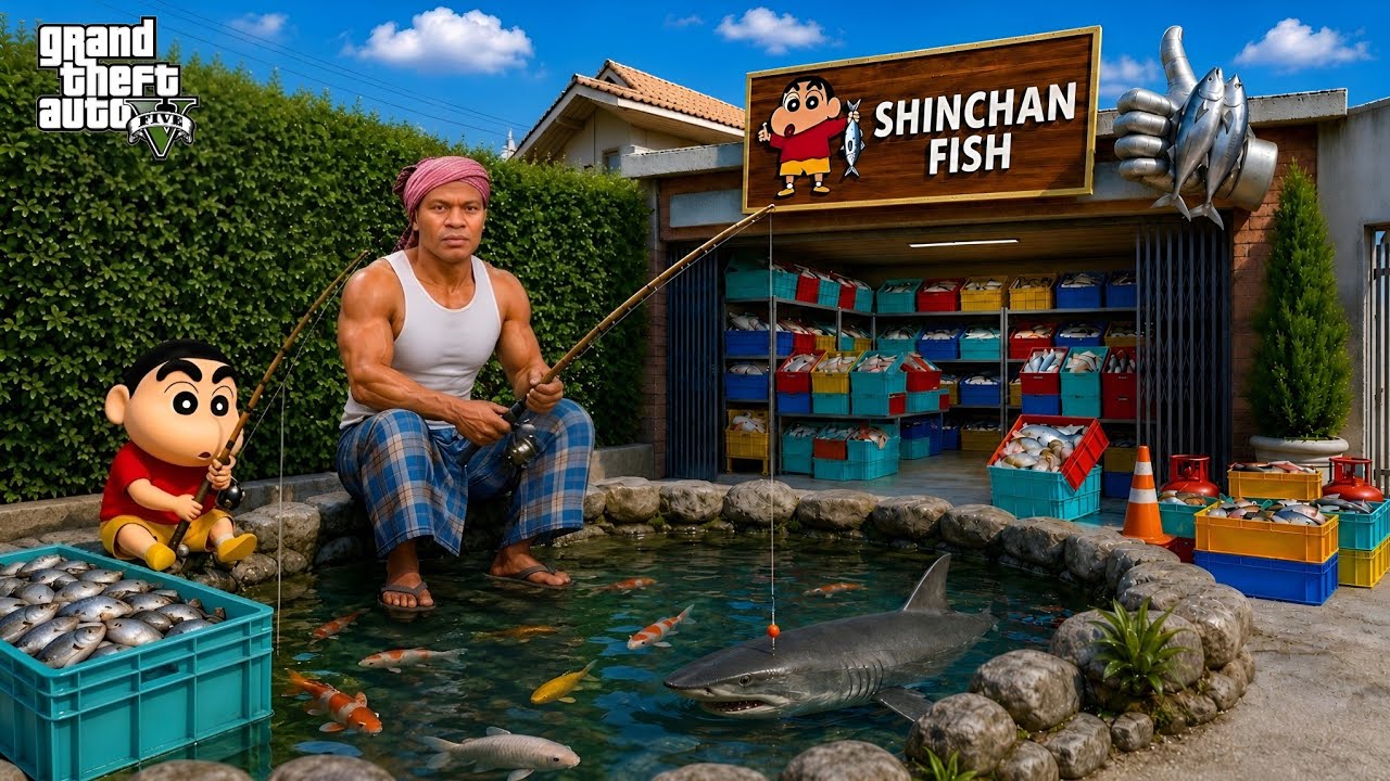 Franklin & Shinchan Become FISHERMAN 😱🦈 | GTA 5 Malayalam