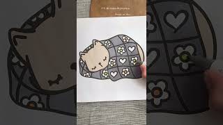 Oddly Satisfying ASMR Coloring | 🐱 Cozy Cat Under a Blanket | Alcohol Marker Sounds  #asmrcoloring