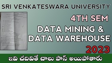 Data mining and data ware house question paper | Bca 4th sem data mining and data warehouse | svu