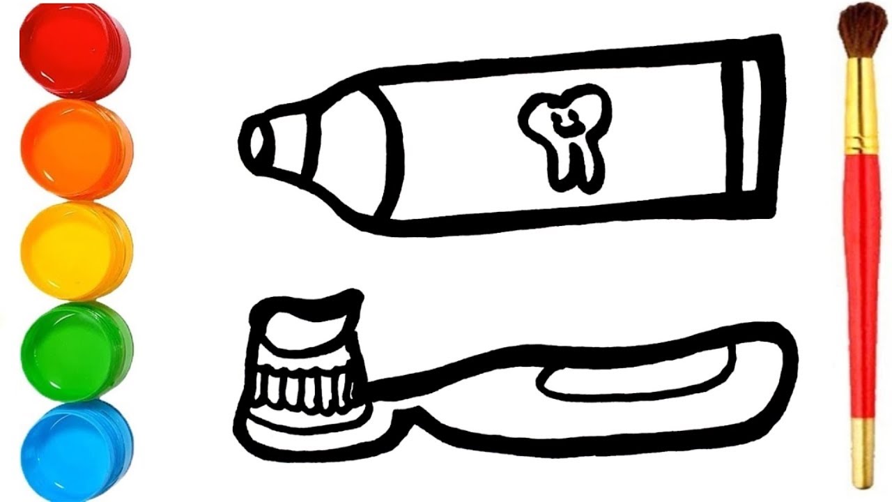 how to draw toothbrush and toothpaste || easy drawing and coloring for kids step by step