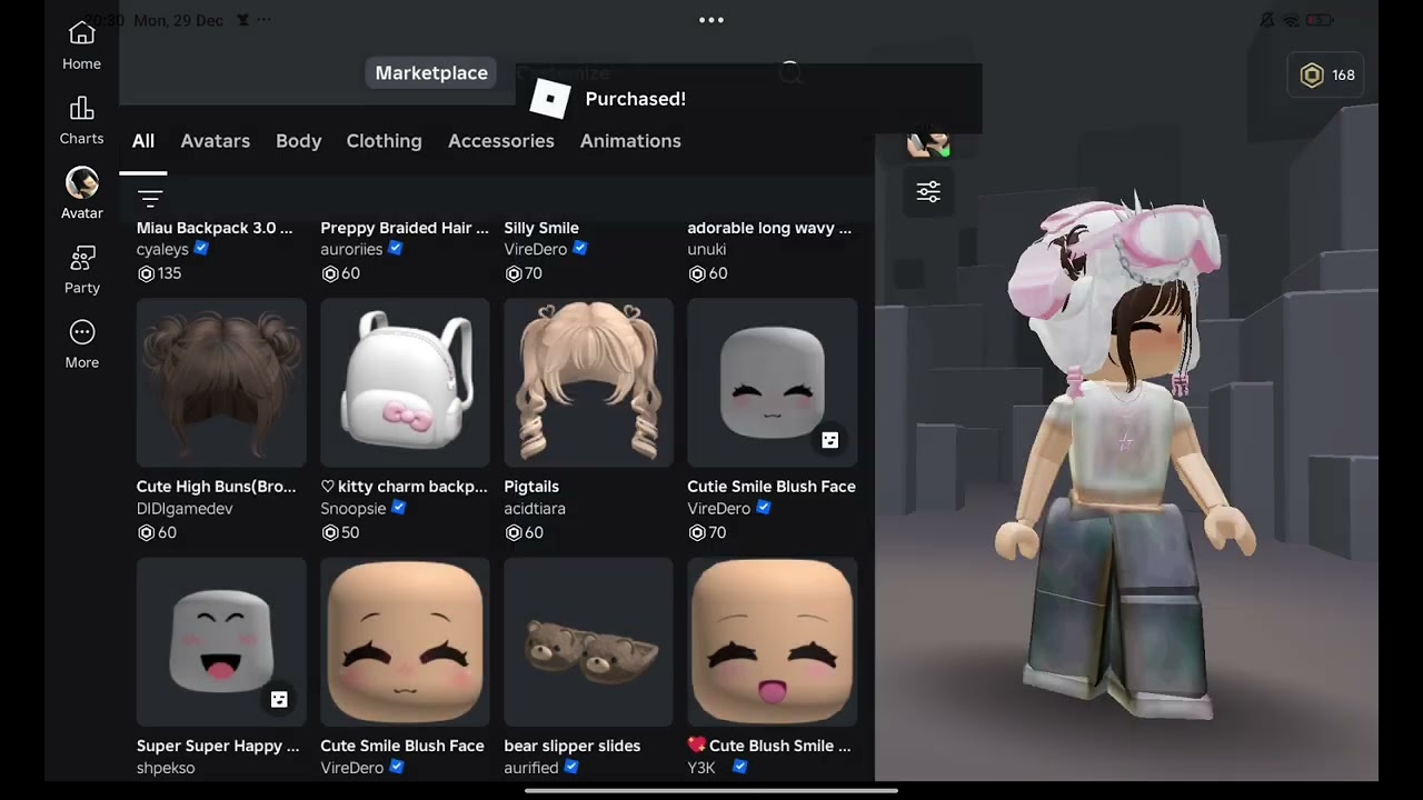 600 robux shopping spree buying cute stuff