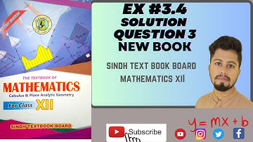 Exercise 3.4 Q3 Class 12 maths Sindh Board New book