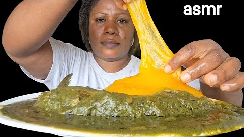 African food mukbang/ black soup and Starch fufu mukbang Nigeria food ASMR
