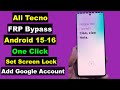 Tecno FRP Bypass Android 15-16 | All Tecno FRP Unlock Android 15-16 | Add Google Account Fix