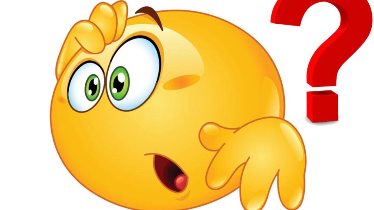 Думающий смайлик на прозрачном фоне для презентаций