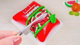Satisfying Miniature Haribo Watermelon Fondant Cake Decorating | 50+ Miniature Realistic 3D Cake