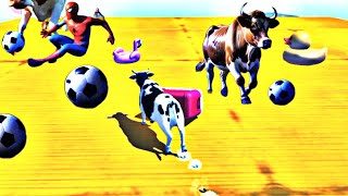 Cow impossible bridge crossing | fountain crossing| Transfiguration funny animal 2024 | Play Animals