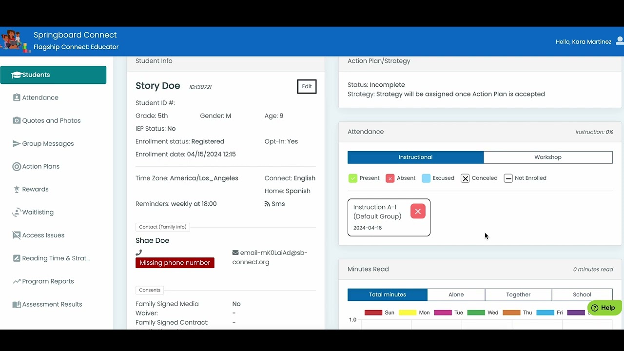 View and Edit Student Information in Connect: Educator