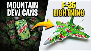 DIY F-35 Lightning II Stealth Jet: Building a Model from 24 Mountain Dew Cans