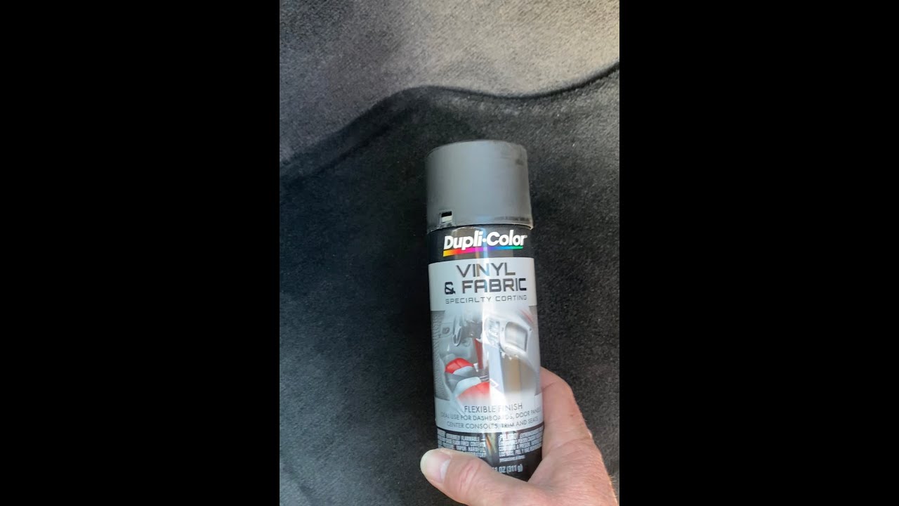 How to recolor floor mat with bleach stain using Duplicolor fabric paint.