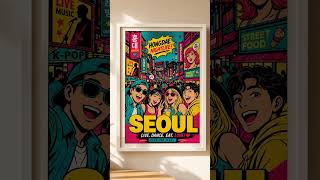 Seoul Pop Art Print Set of 10, Korean City Landmark Wall Art, Vibrant Korea Poster, Digital… #Shorts