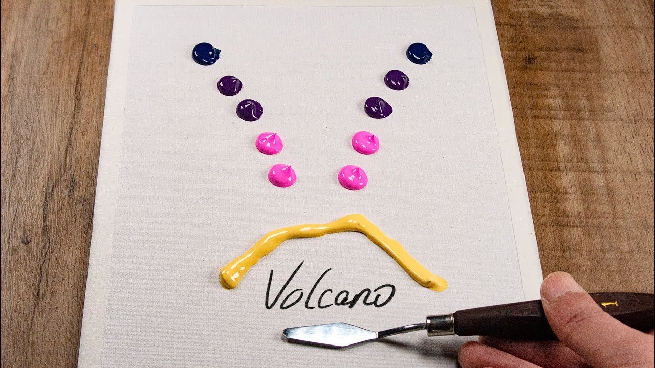 Erupting Volcano / Acrylic Painting / Easy Art Tutorial For Beginners