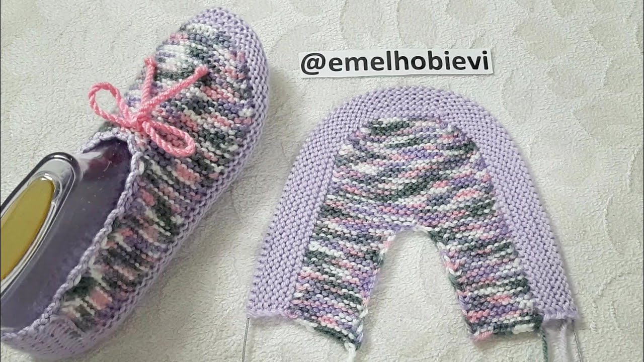 12 İlmekle Başlayıp İki Şiş Dikişsiz Kolay Patik Örelim