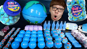 ASMR 超巨大地球グミ 青色のスイーツ 咀嚼音 EATING SOUND BLUE DESSERTS GIANT PLANET GUMMY POPPING JELLY MUKBANG 