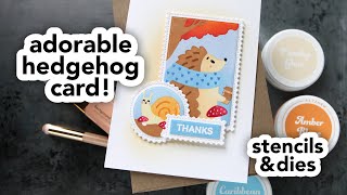 Watch me create a fun 5x7 postage card featuring a darling hedgehog!