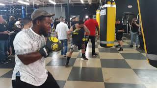 Fighters hitting heavy bags