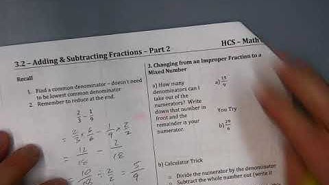 Math 8 - 3.2 - Adding & Subtracting Fractions - Part 2 (Video A)
