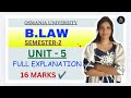 BLAW | BUSINESS LAWS | UNIT-5 FULL EXPLANATION | 16 MARKS | OU | SEMESTER-2 | ‎⁨@shivanipallela⁩  