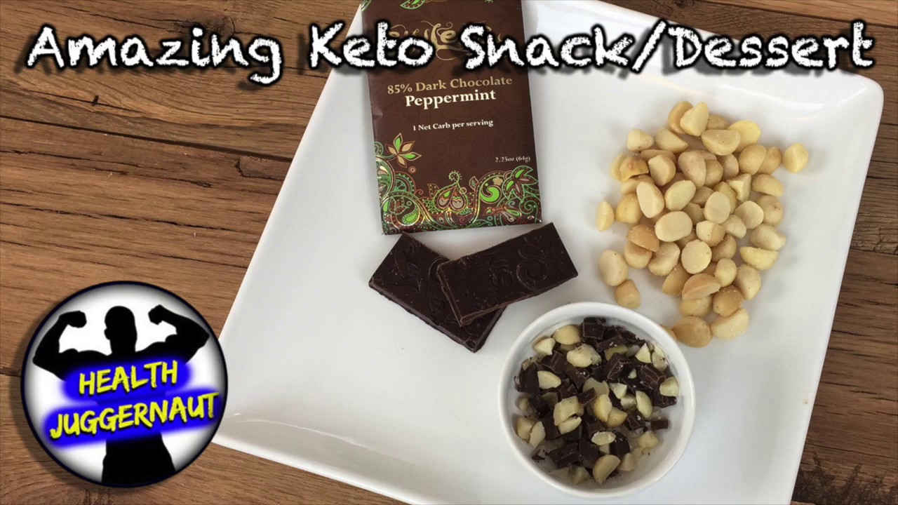 Ketogenic dessert or snack.  Dark Chocolate Macadamia nut crumble